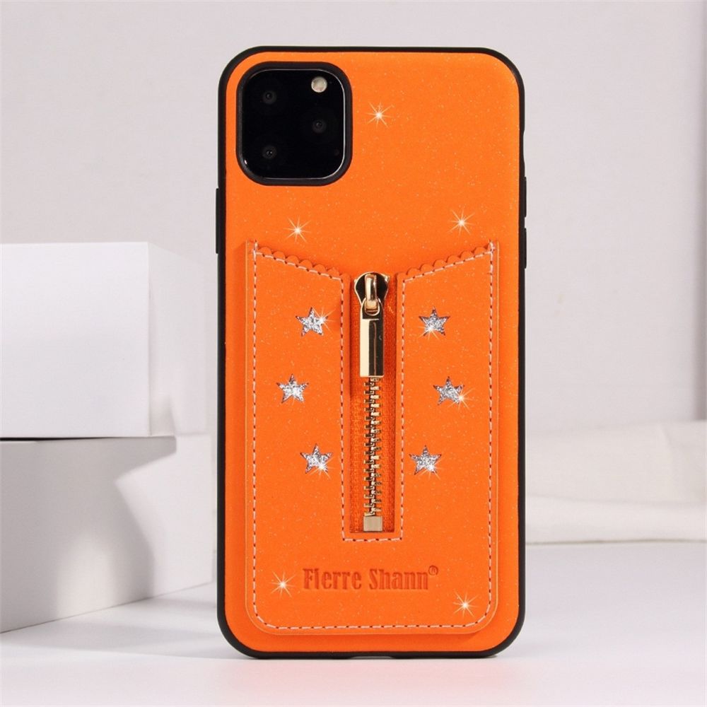 Wewoo - Coque Souple Pour iPhone 11 Starry Sky Star Étui de protection à glissière avec fente carte Orange - Coque, étui smartphone