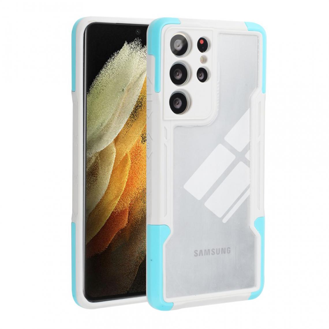 Other - Coque en TPU + acrylique Antichoc 3-en-1 blanc/bleu pour votre Samsung Galaxy S21 Ultra 5G - Coque, étui smartphone