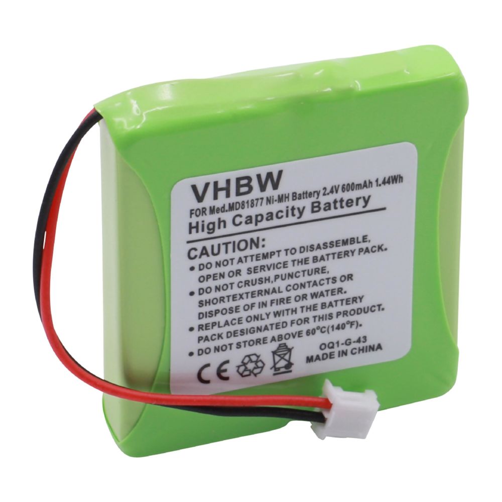 Vhbw - vhbw NiMH Batterie 600mAh (2.4V) combiné téléphonique, téléphone fixe TEXET TX-D7400. Remplace: 5M702BMX, GP0827. - Batterie téléphone