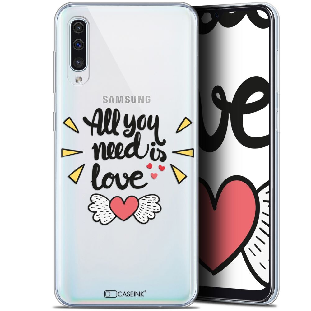 Caseink - Coque Pour Samsung Galaxy A50 (6.4 ) [Gel HD Collection Love Saint Valentin Design All U Need Is - Souple - Ultra Fin - Imprimé en France] - Coque, étui smartphone