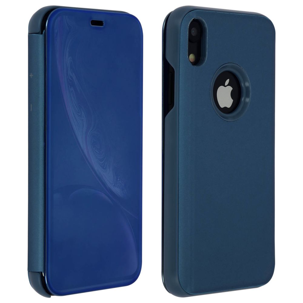 Avizar - Housse Apple iPhone XR Etui Folio Miroir Ultra-fine Clapet Translucide - Bleu - Coque, étui smartphone