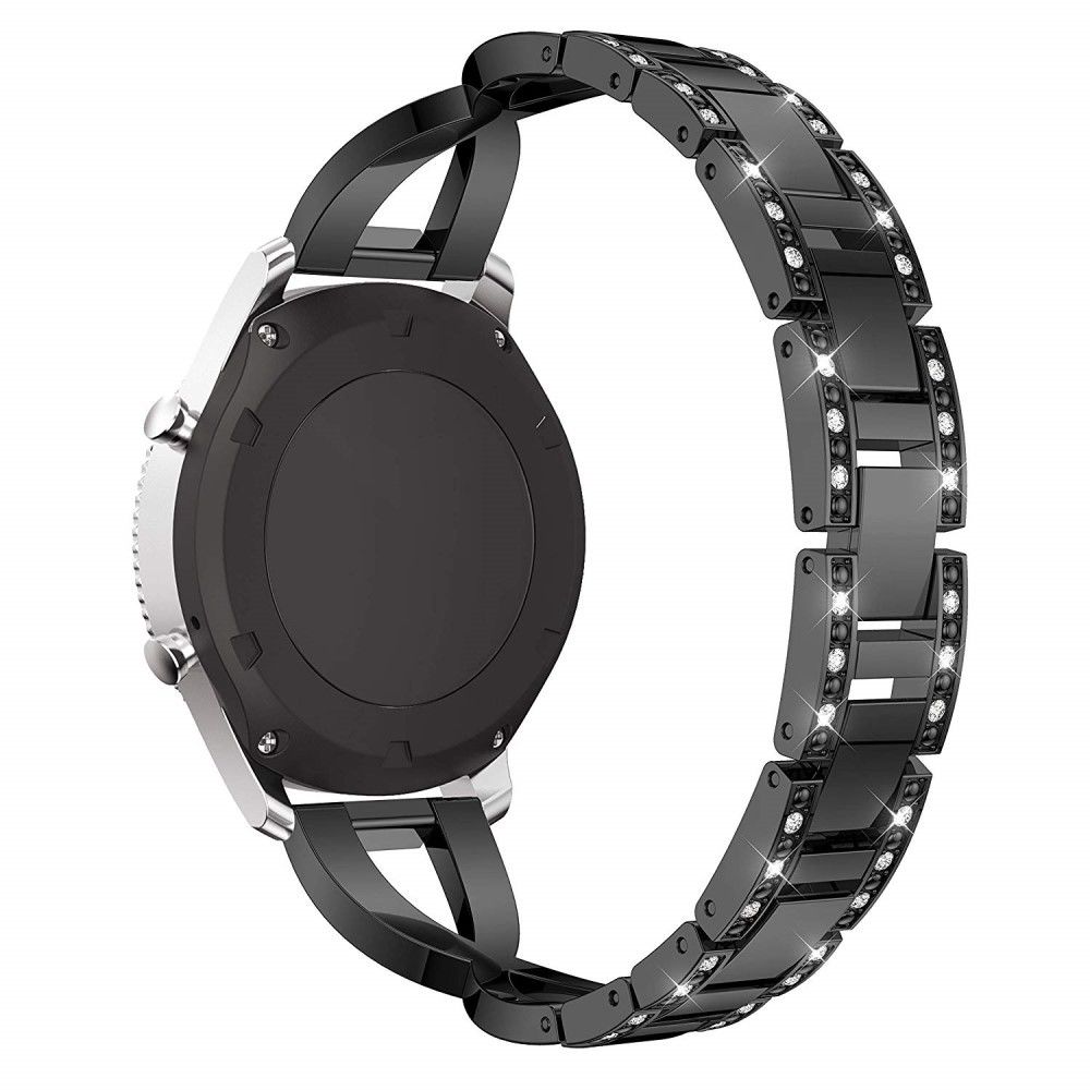 marque generique - Bracelet en métal décor de diamant noir pour votre Samsung Gear S3 Classic/Frontier/Gear 2 R380 etc - Accessoires bracelet connecté