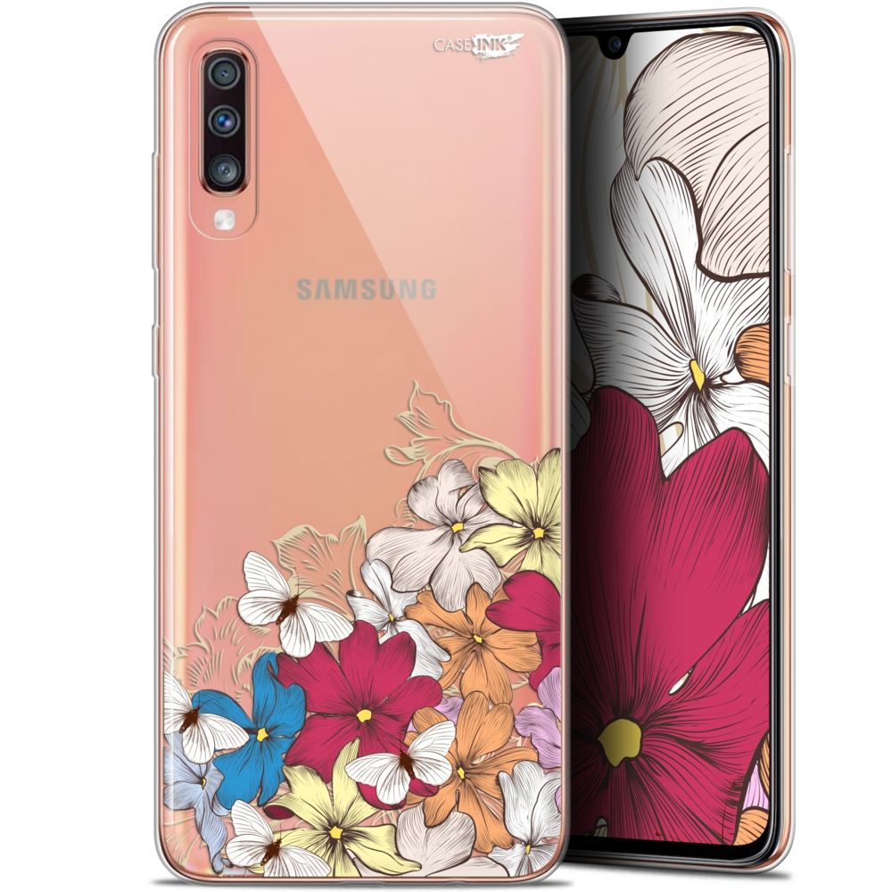 Caseink - Coque arrière Samsung Galaxy A70 (6.7 ) Gel HD [ Nouvelle Collection - Souple - Antichoc - Imprimé en France] Nuage Floral - Coque, étui smartphone