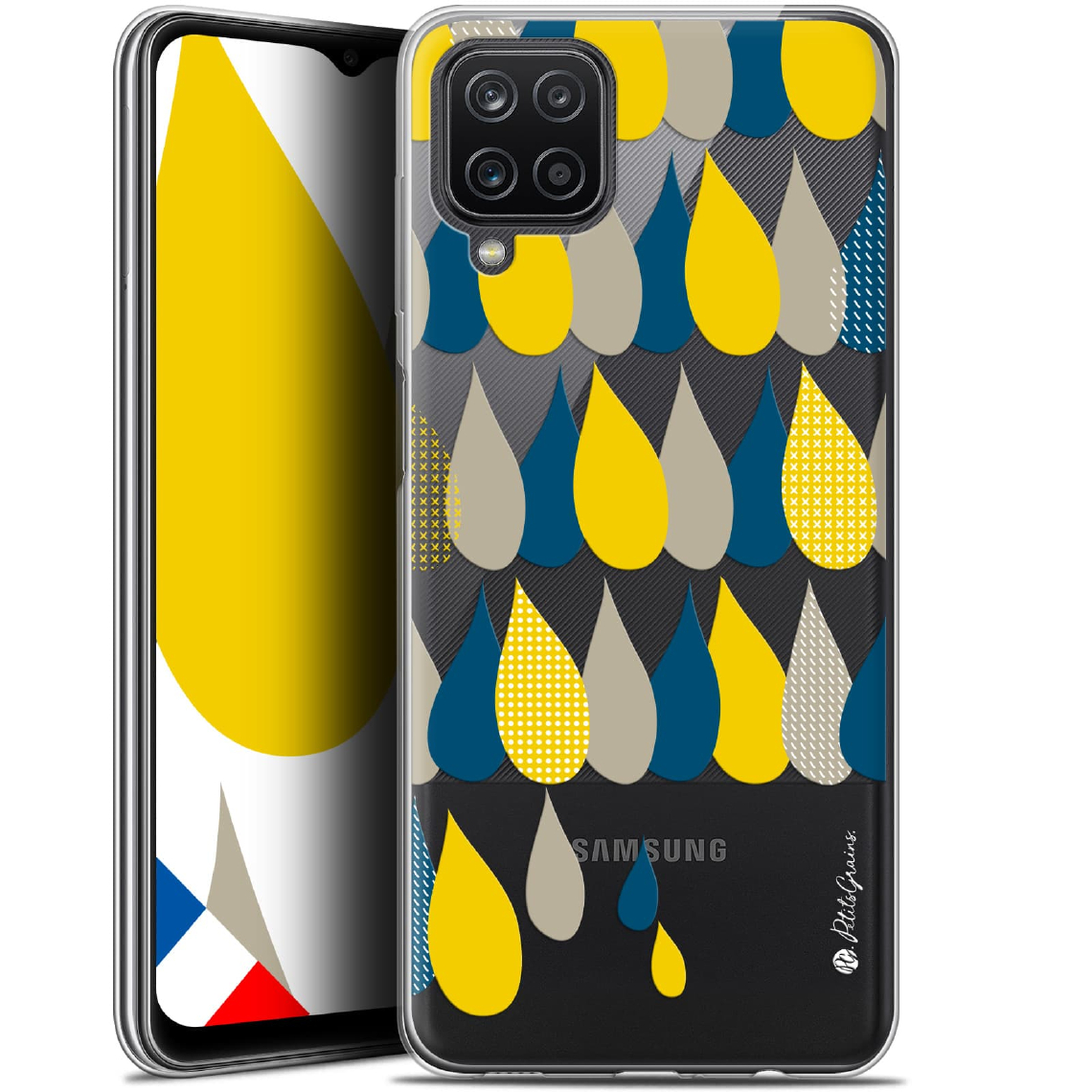 Caseink - Coque Pour Samsung Galaxy A12 (6.5 ) [Gel HD Collection Petits Grains ? Design 3 Gouttes de Pluie - Souple - Ultra Fin - Imprimé en France] - Coque, étui smartphone