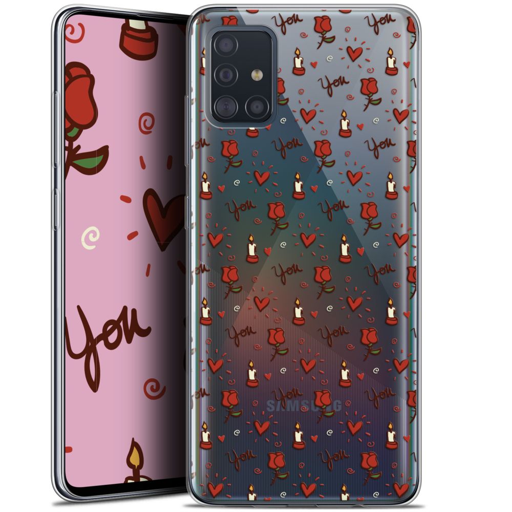 Caseink - Coque Pour Samsung Galaxy A51 (A515) (6.5 ) [Gel HD Collection Love Saint Valentin Design Bougies et Roses - Souple - Ultra Fin - Imprimé en France] - Coque, étui smartphone