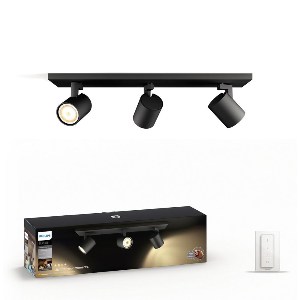 Philips Hue - White Ambiance RUNNER Spot barre tube 3x5.5W - Noir (télécommande incluse) - Bluetooth - Lampe connectée