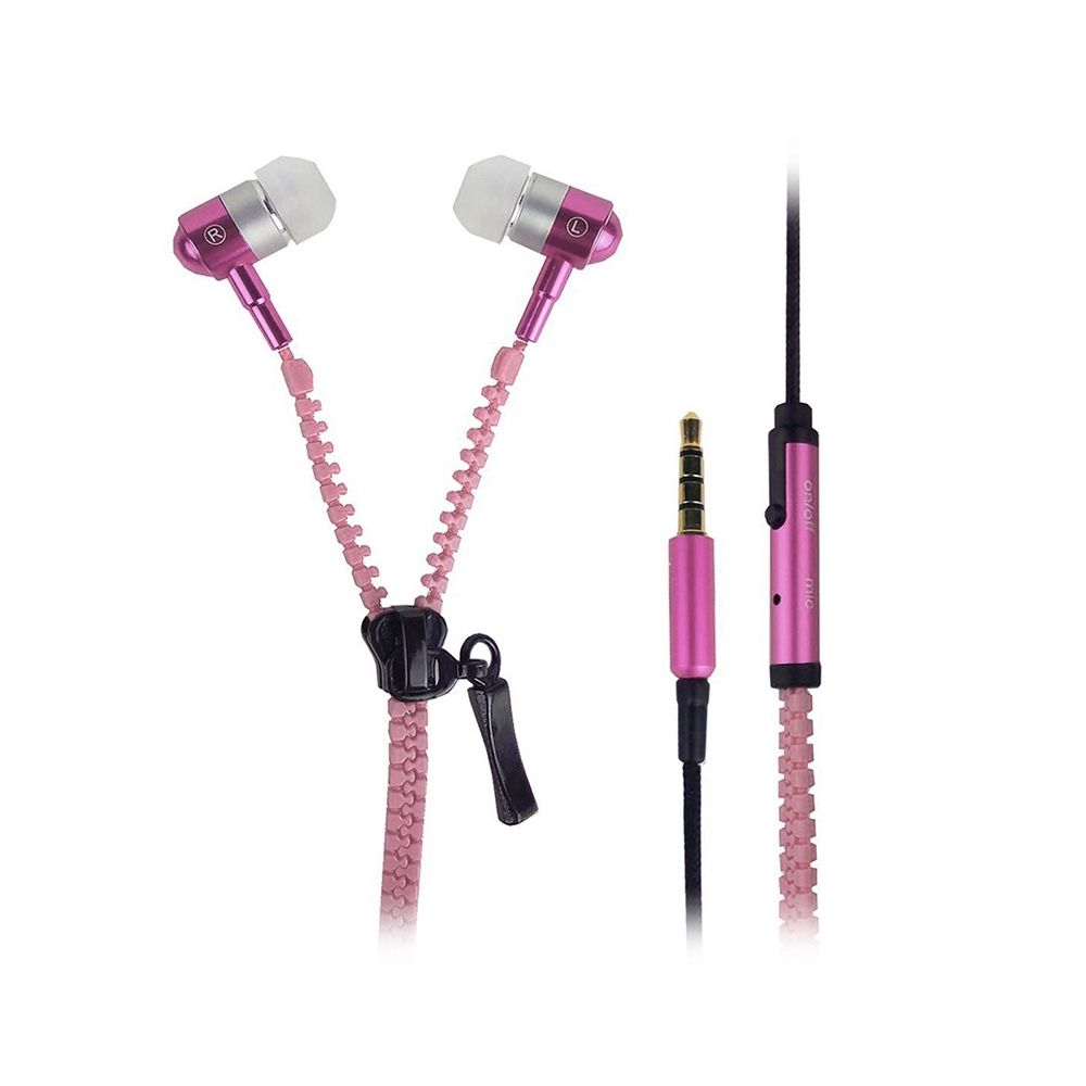 Karylax - Ecouteurs Filaire Kit Mains Libres Style Zip couleur rose pour tous les Smartphones - Autres accessoires smartphone
