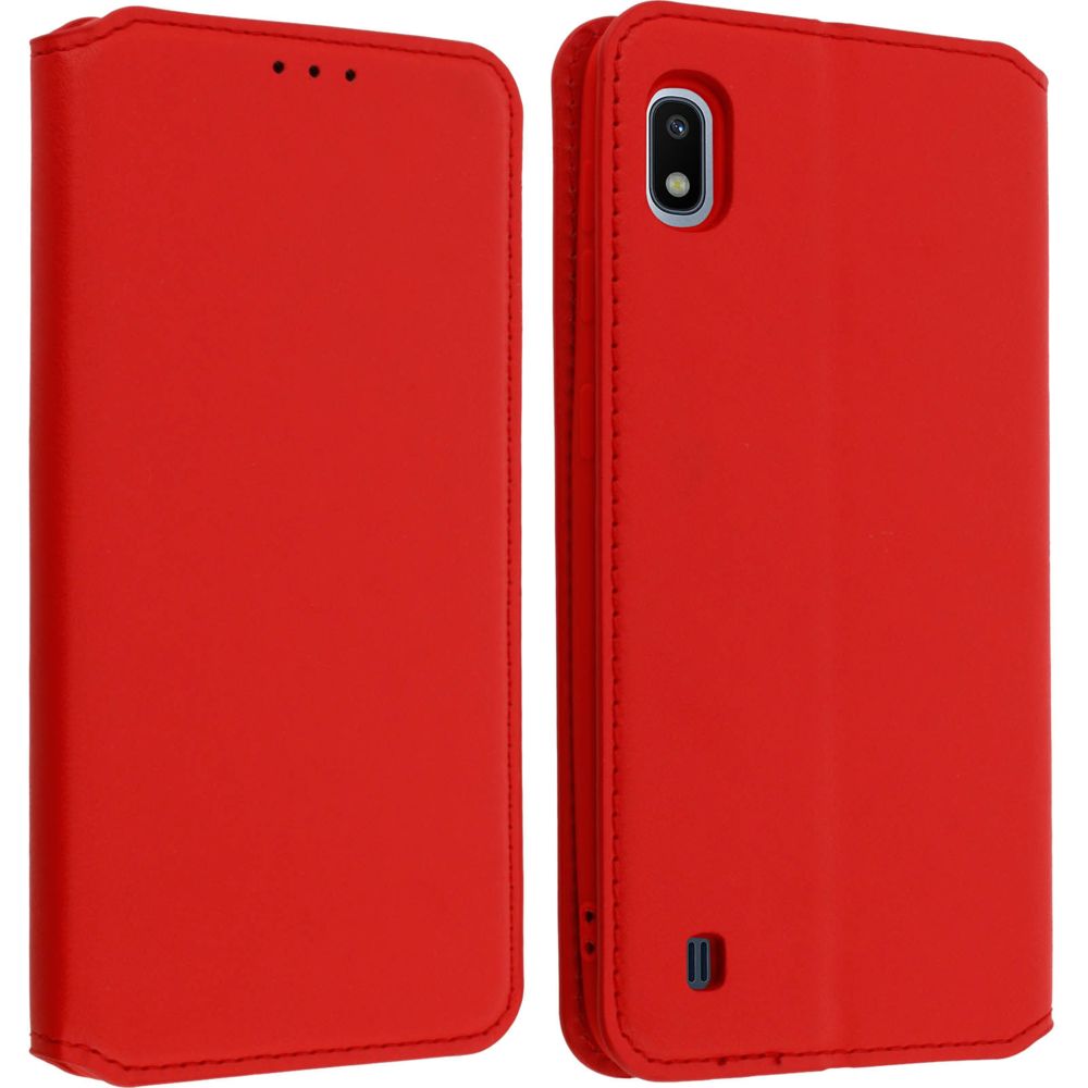 Avizar - Housse Samsung Galaxy A10 Étui Folio Fonction Support Vidéo Rouge - Coque, étui smartphone