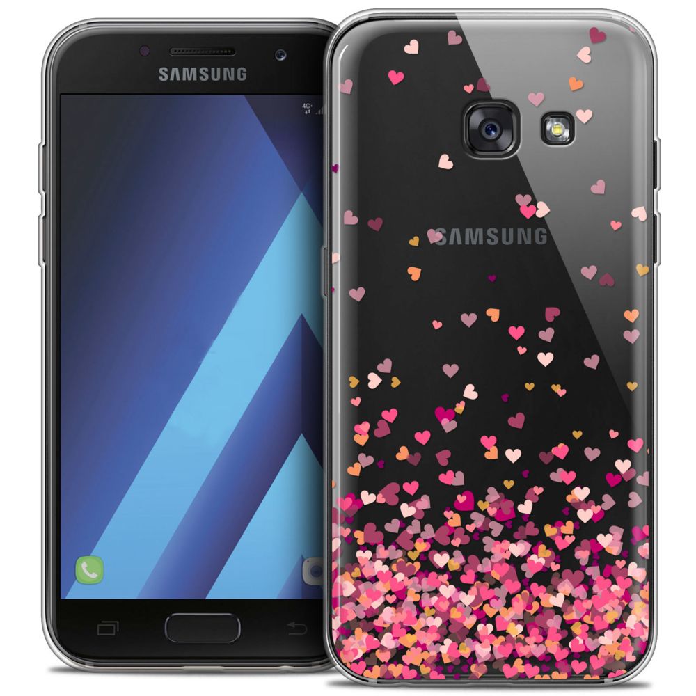 Caseink - Coque Housse Etui Samsung Galaxy A7 2017 A700 (5.7 ) [Crystal Gel HD Collection Sweetie Design Heart Flakes - Souple - Ultra Fin - Imprimé en France] - Coque, étui smartphone