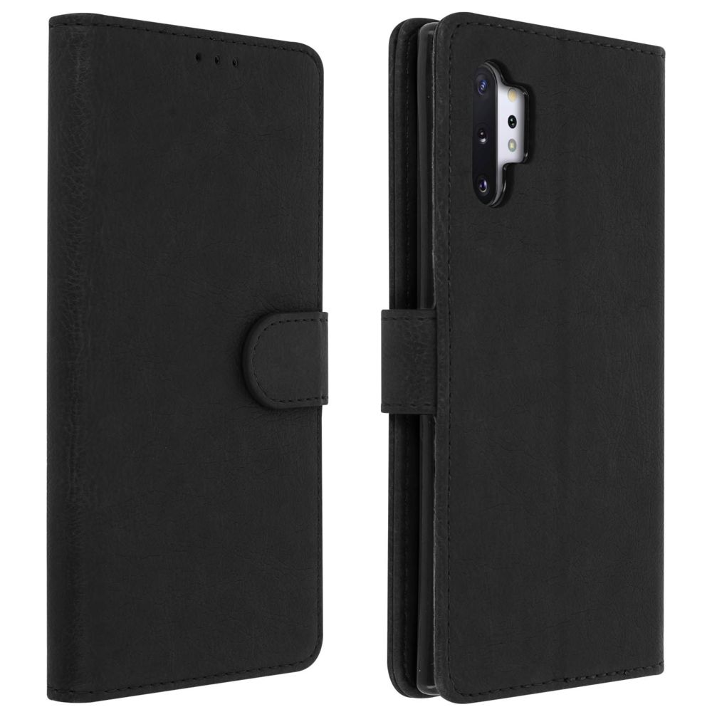 Avizar - Étui Galaxy Note 10 Plus Housse Intégrale Porte-cartes Fonction Support noir - Coque, étui smartphone