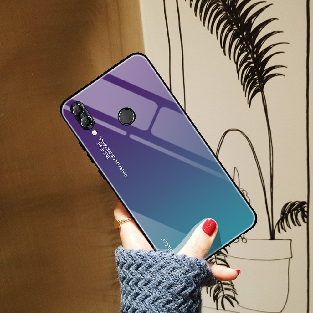 marque generique - Coque en TPU verre de couleur dégradé hybride violet/bleu pour votre Huawei Honor 10 Lite - Coque, étui smartphone