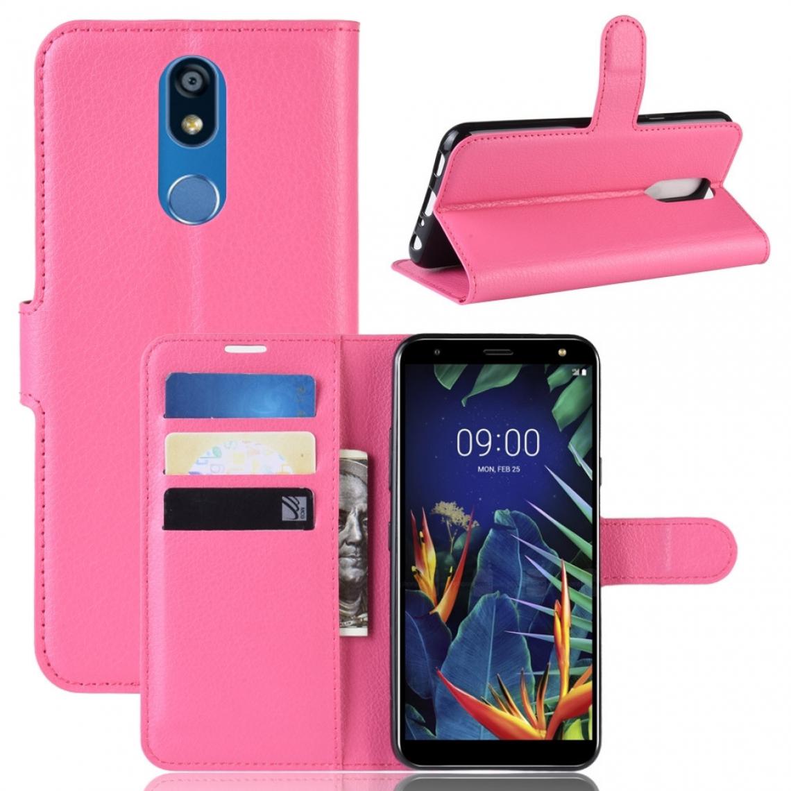 Wewoo - Housse Coque Étui en cuir à rabat horizontal Texture Litchi pour LG K40avec fente portefeuille et porte-cartes rose rouge - Coque, étui smartphone