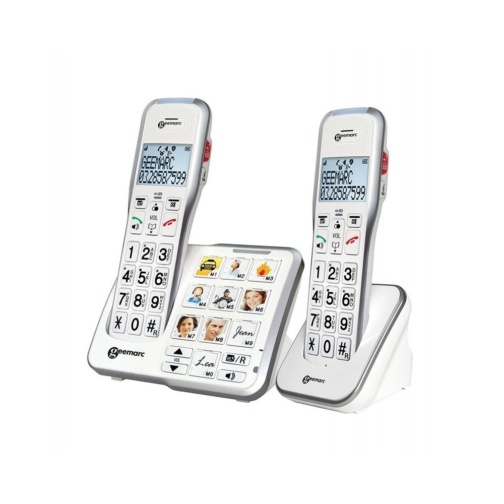 Geemarc - Téléphones à Grosses touches Blanc 595-2 Photo - Téléphone fixe sans fil