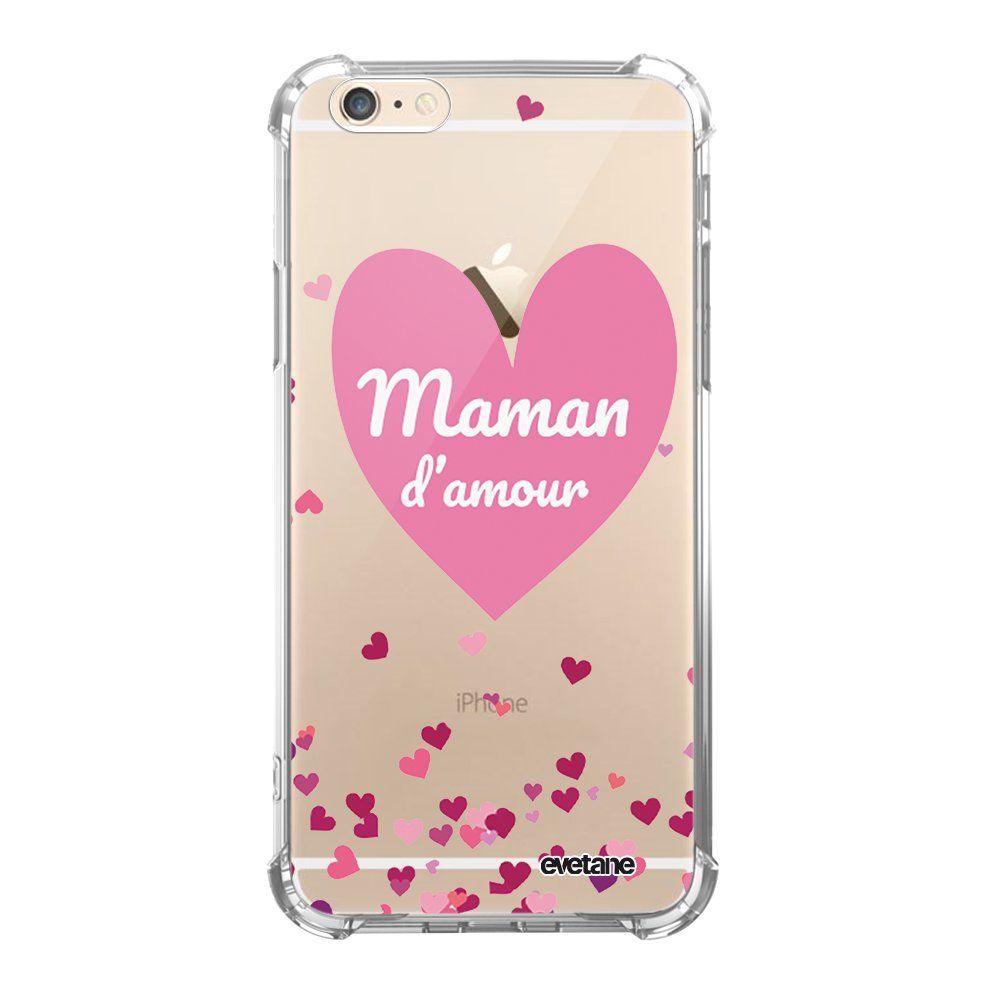 Evetane - Coque iPhone 6 Plus / 6S Plus anti-choc souple avec angles renforcés transparente Maman d'amour coeurs Evetane - Coque, étui smartphone