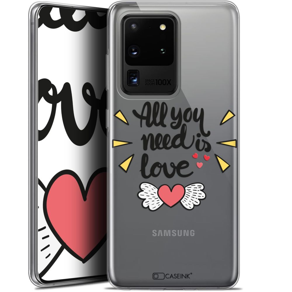 Caseink - Coque Pour Samsung Galaxy S20 Ultra (6.9 ) [Gel HD Collection Love Saint Valentin Design All U Need Is - Souple - Ultra Fin - Imprimé en France] - Coque, étui smartphone