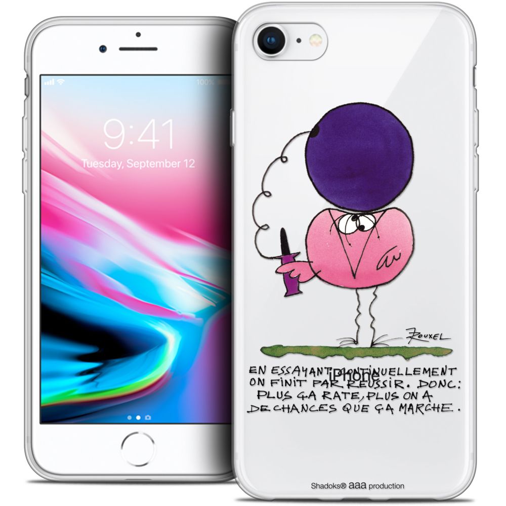 Caseink - Coque Housse Etui Apple iPhone 8 (4.7 ) [Crystal Gel HD Collection Les Shadoks ? Design En Essayant - Souple - Ultra Fin - Imprimé en France] - Coque, étui smartphone