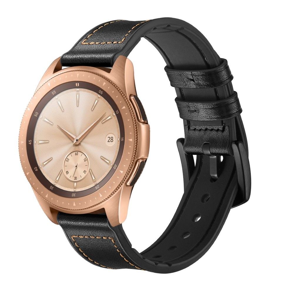 marque generique - Bracelet en cuir véritable Style or rose 20 mm noir pour votre Samsung Galaxy Watch - Accessoires bracelet connecté