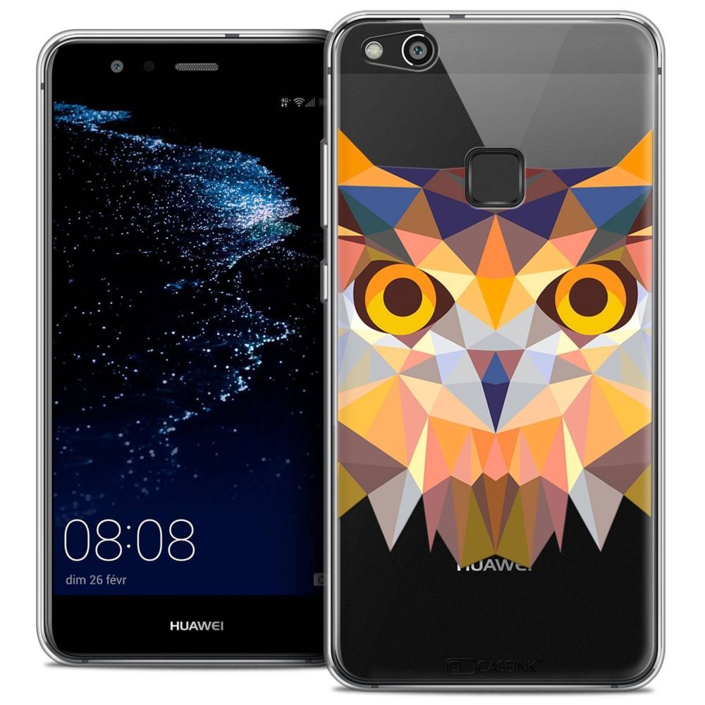 Caseink - Coque Housse Etui Huawei P10 LITE (5.2 ) [Crystal Gel HD Polygon Series Animal - Souple - Ultra Fin - Imprimé en France] Hibou - Coque, étui smartphone