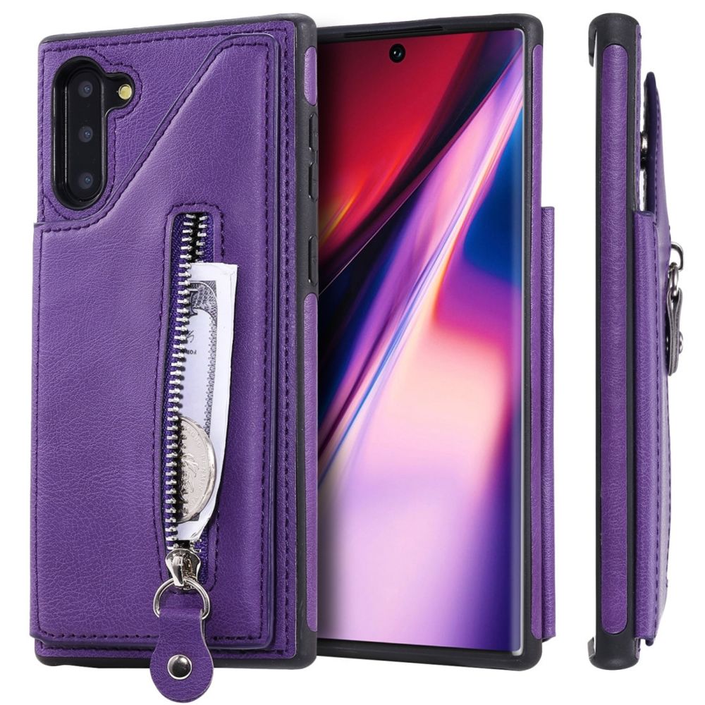 Wewoo - Housse Étui Coque Pour Galaxy Note 10 de protection antichoc à double boucle de couleur unie solide violet - Coque, étui smartphone