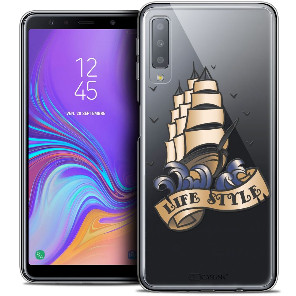 Caseink - Coque Housse Etui Pour Samsung Galaxy A7 (2018) A750 (6 ) [Crystal Gel HD Collection Tatoo Lover Design Life Style - Souple - Ultra Fin - Imprimé en France] - Coque, étui smartphone