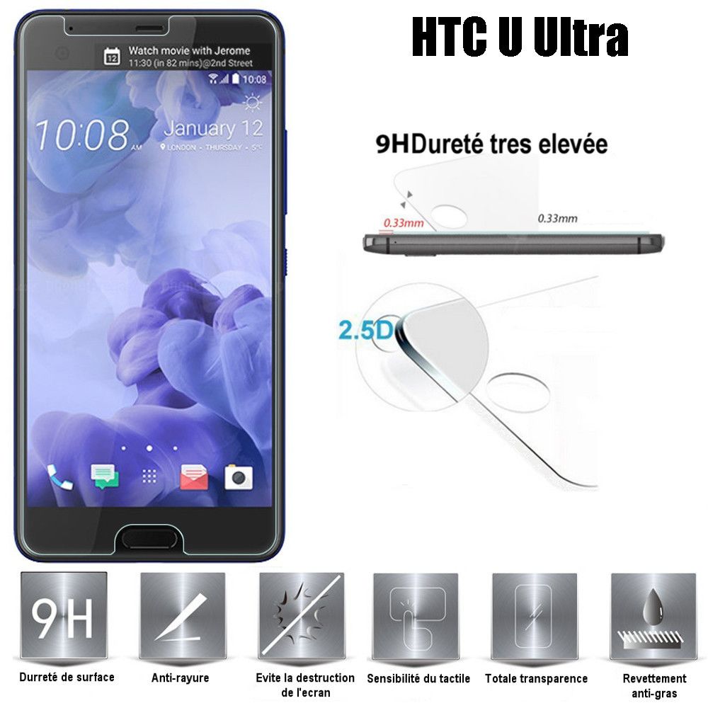marque generique - HTC U Play Vitre protection d'ecran en verre trempé incassable - Lot de 2 Verres - Autres accessoires smartphone