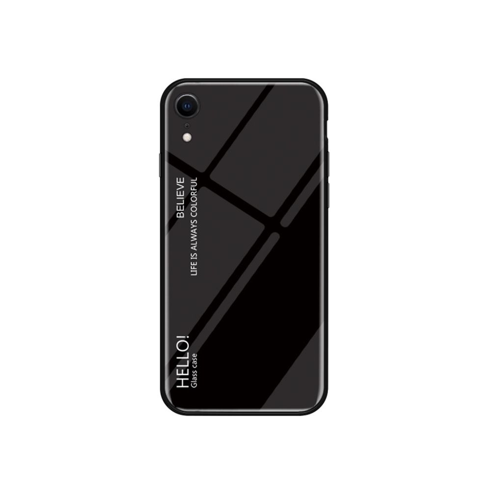 Wewoo - Coque Étui en verre de couleur dégradé pour iPhone XR (noir) - Coque, étui smartphone