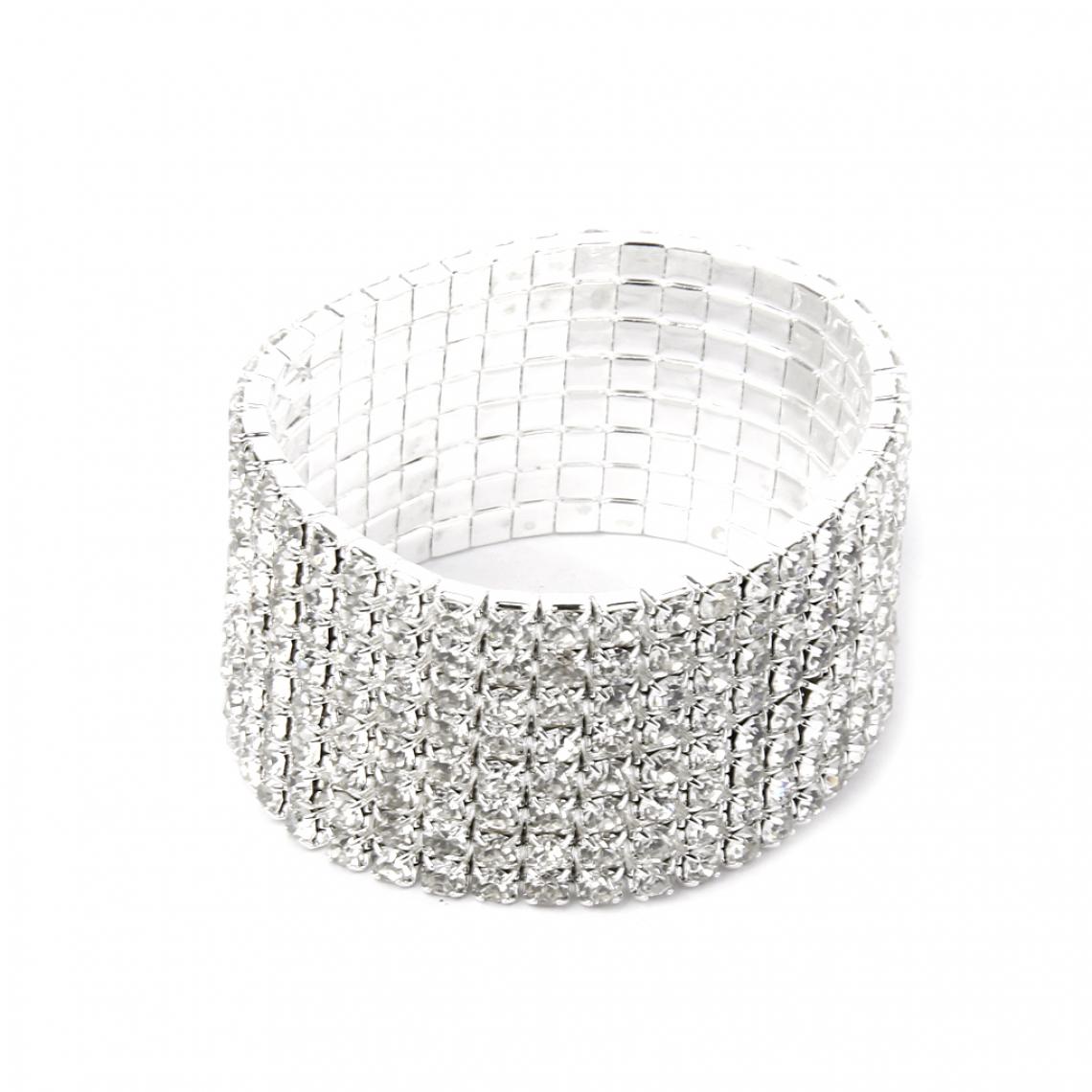 marque generique - Bracelet de Manchette En Cristal Extensible à 8 Rangées de Diamants Bracelet de Mariage Cadeau de Bal de Mariée - Bracelet connecté