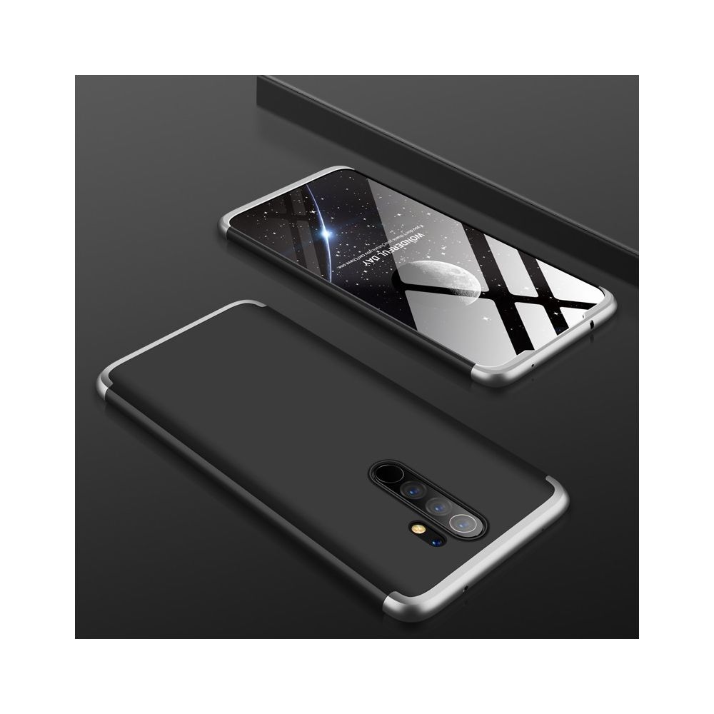 Wewoo - Coque Rigide Pour Xiaomi Redmi Note 8 Étui de protection PC à couverture complète et épissure à trois étages + Kit de film frontal en verre trempé Noir argenté - Coque, étui smartphone
