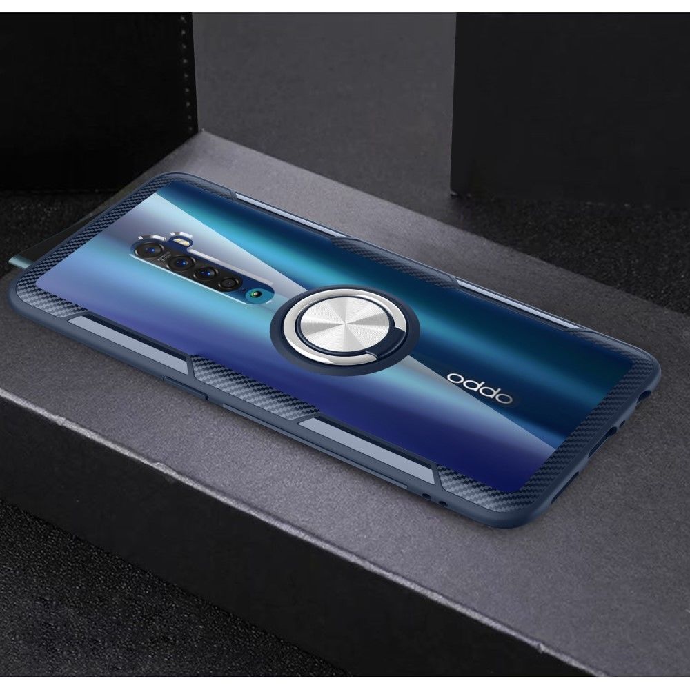 marque generique - Coque en TPU hybride avec béquille argent/bleu pour votre Oppo Reno2 - Coque, étui smartphone