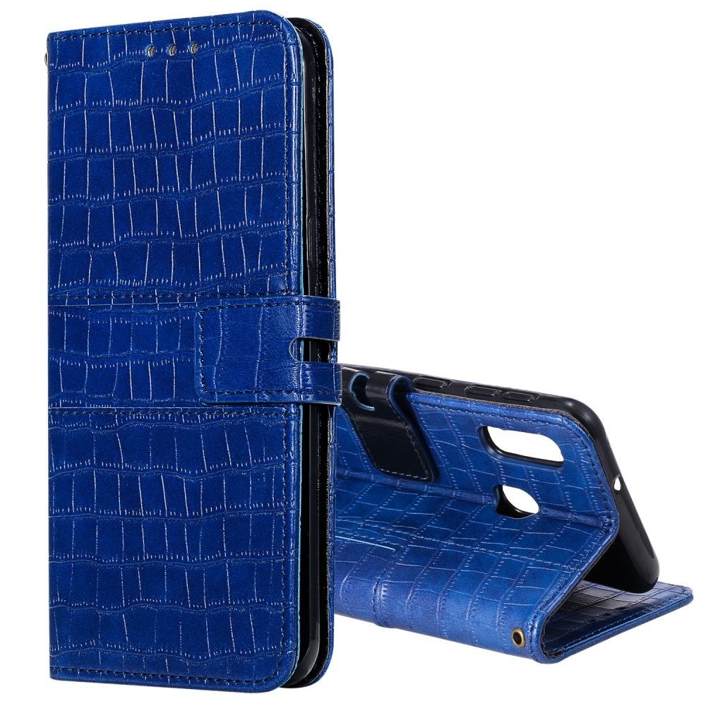 marque generique - Etui en PU peau de crocodile avec sangle bleu pour votre Samsung Galaxy A20e - Coque, étui smartphone