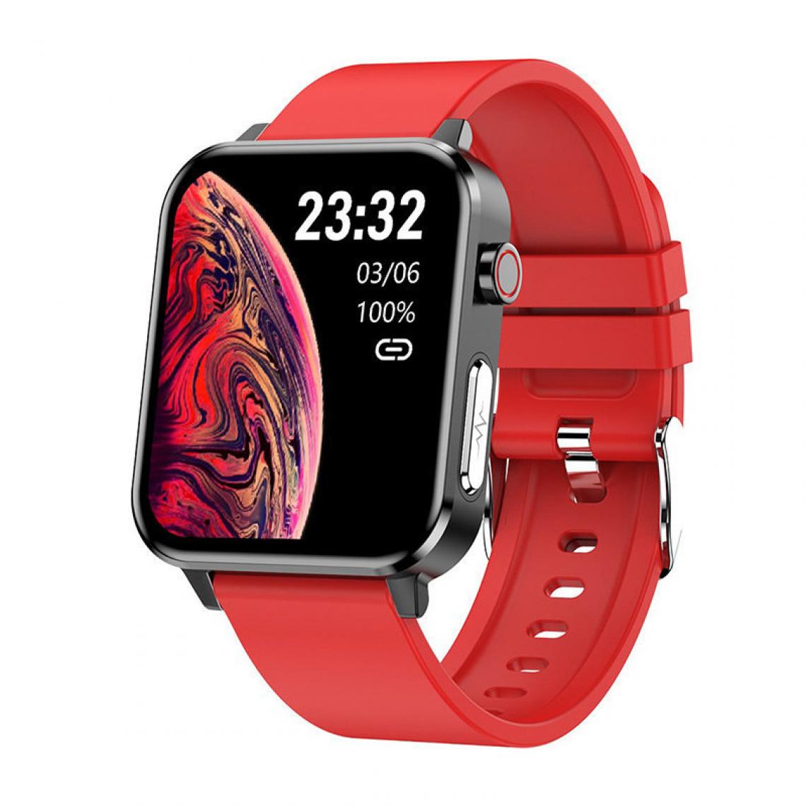 Chronotech Montres - Chronus Ladies Men Smart Watch Smartwatch Ip68 Waterproof Heart Rate Sphygmomanometer Sports Fitness Smart for Android IOS(Red) - Montre connectée