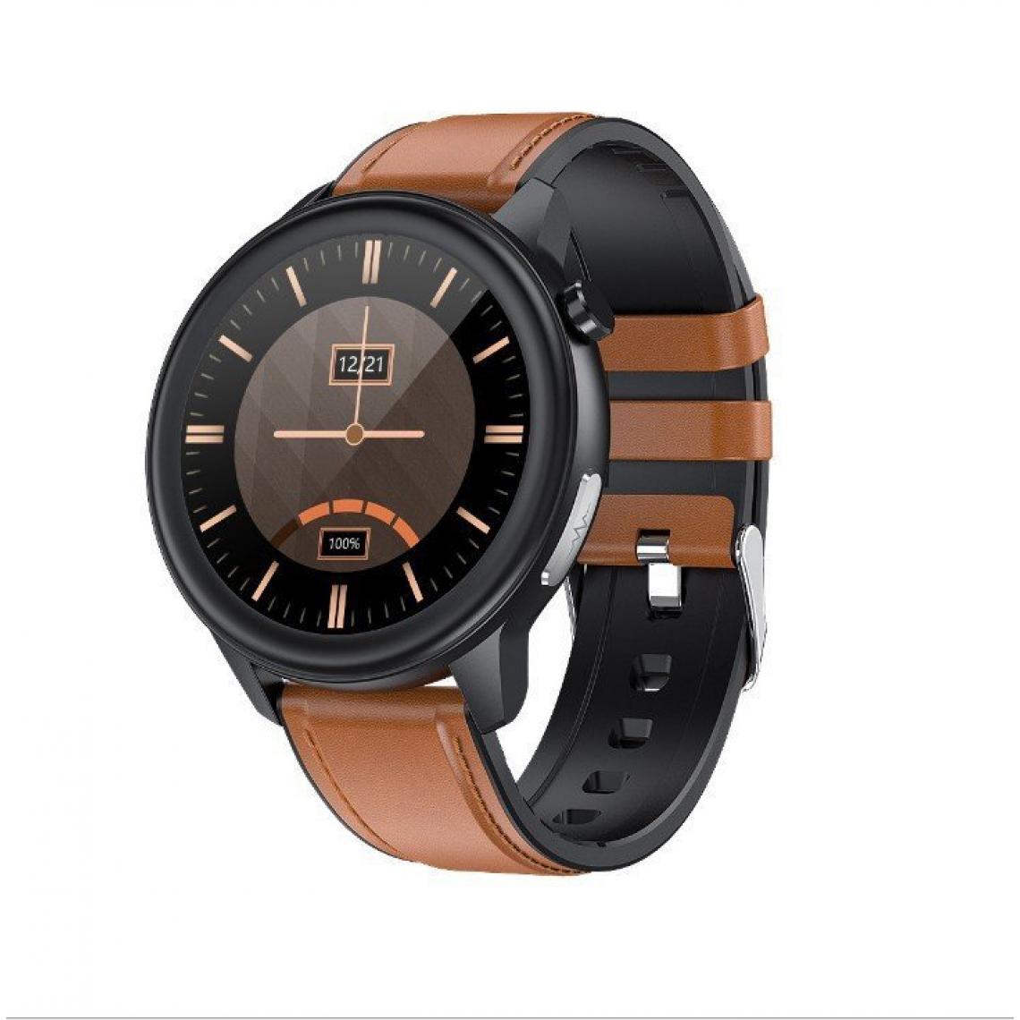 Chronotech Montres - E80 Smart Watch Body Temperature Smartwatch Multi-Sports Mode Fashion ECG + PPG Fitness Tracker Smart Watch(Brown) - Montre connectée