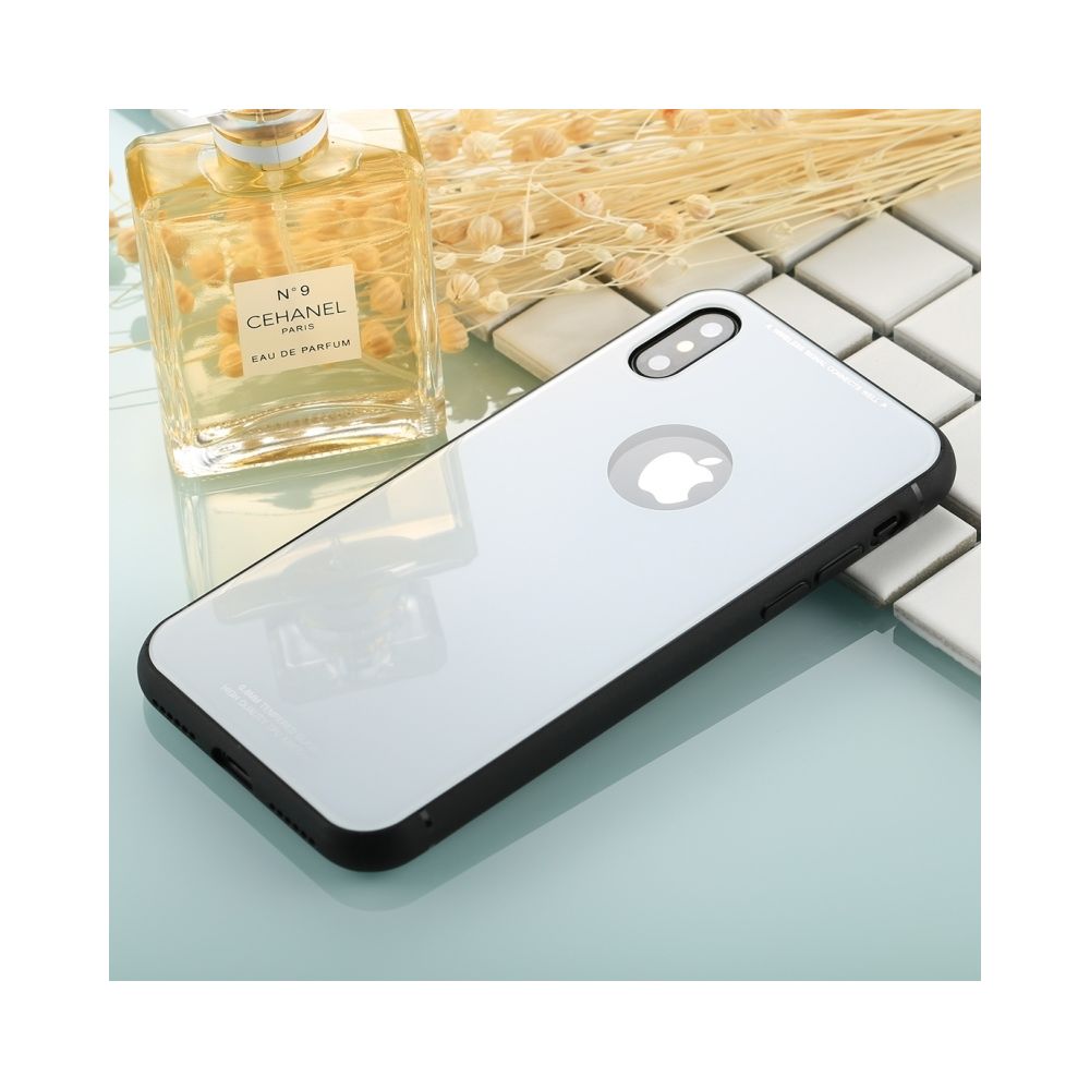 Wewoo - Coque blanc pour iPhone X 0.8mm Verre Trempé De Haute Qualité TPU Housse De Protection Arrière De - Coque, étui smartphone