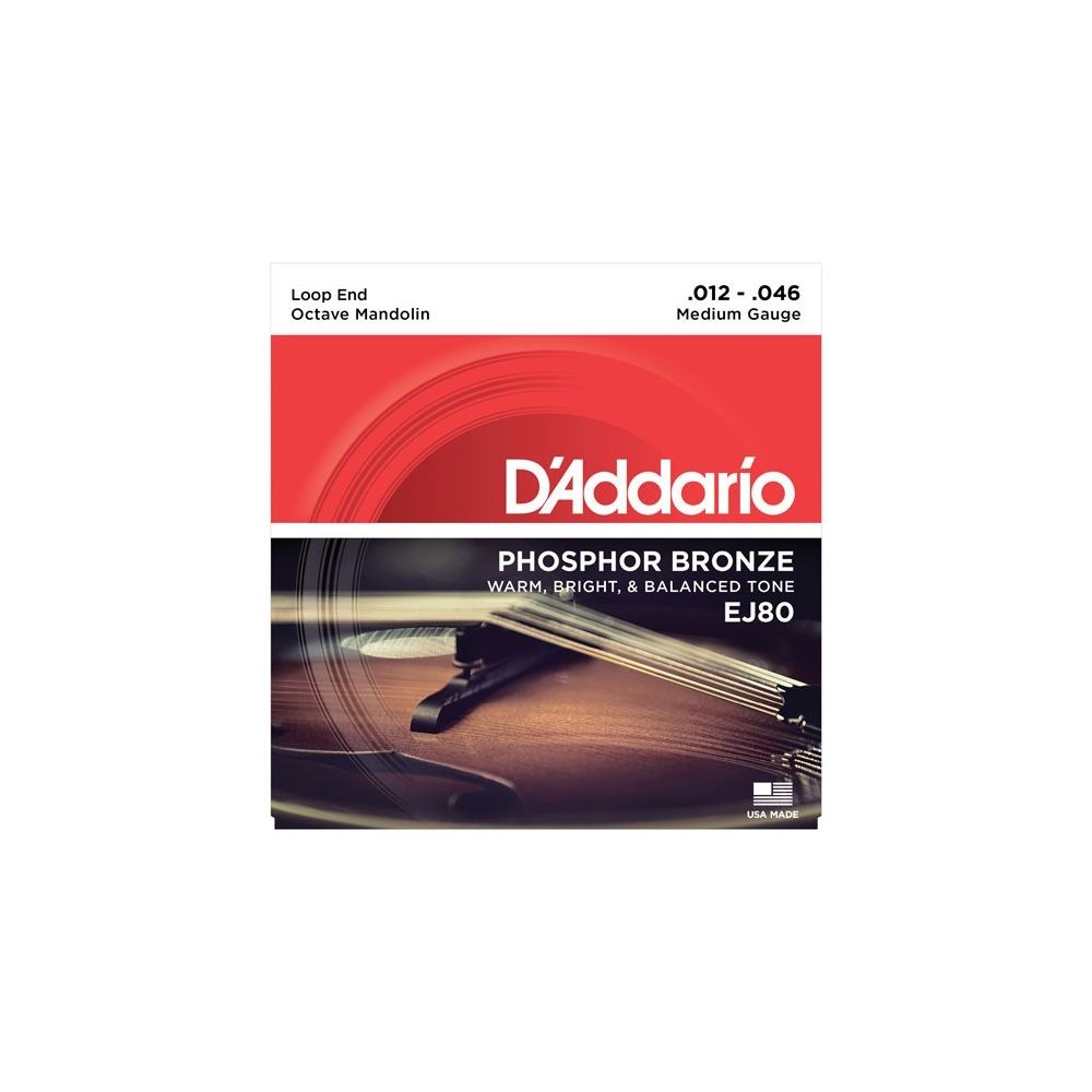 D'Addario - D'Addario Phosphor Bronze EJ80 12-46 médium - Jeu de cordes Mandoline octave - Accessoires instruments à cordes