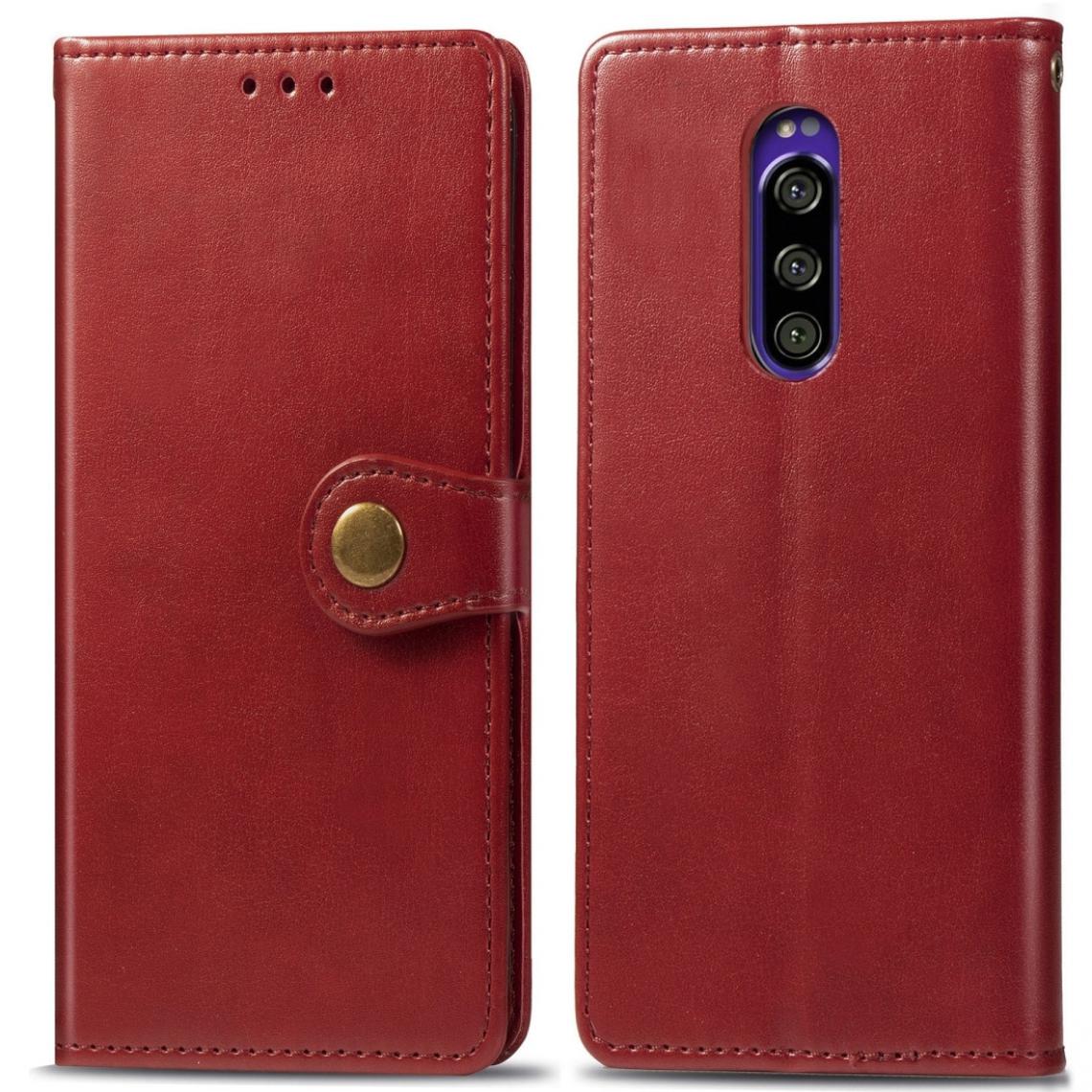 Wewoo - Housse Coque Etui en cuir de couleur unie pour téléphone mobile avec boucle de protection portable et lanièrecadre photo et fente carteporte-monnaie et support Sony Xperia XZ4 rouge - Coque, étui smartphone