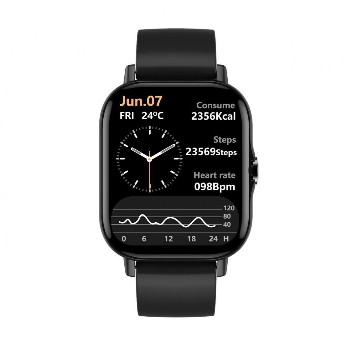 Chrono - Montre connectée , bracelet de sport, avec écran de 1.78 pouce, appels Bluetooth, moniteur d'activité physique, longue durée de veille pour iOS Android-Noir - Montre connectée