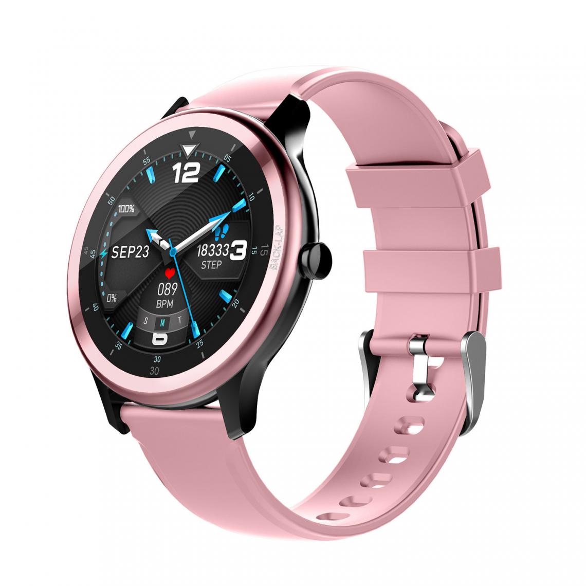 Chronotech Montres - Chronus Bluetooth Smart Watch Waterproof G28 Ultra-Thin Fitness Exercise Tracker Heart Rate Blood Pressure Blood Pressure Sleep Monitoring Custom Dial(Rose) - Montre connectée