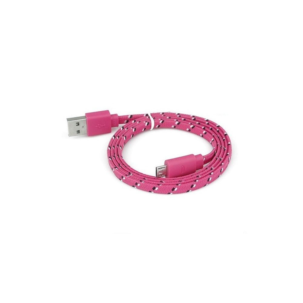Shot - Cable Tresse Type C pour Smartphone 3m Chargeur USB Reversible Connecteur Tissu Tisse Nylon (ROSE BONBON) - Chargeur secteur téléphone