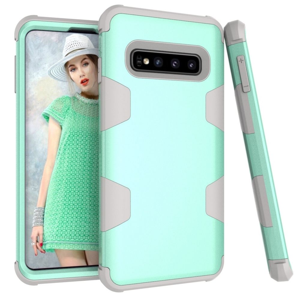 Wewoo - Coque Renforcée antichoc en silicone de couleur contrastée + PC pour Galaxy S10 + vert menthe - Coque, étui smartphone