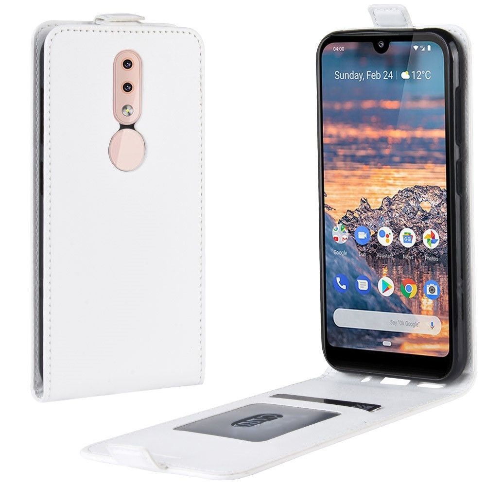 marque generique - Etui en PU crazy horse flip vertical blanc pour votre Nokia 4.2 - Coque, étui smartphone