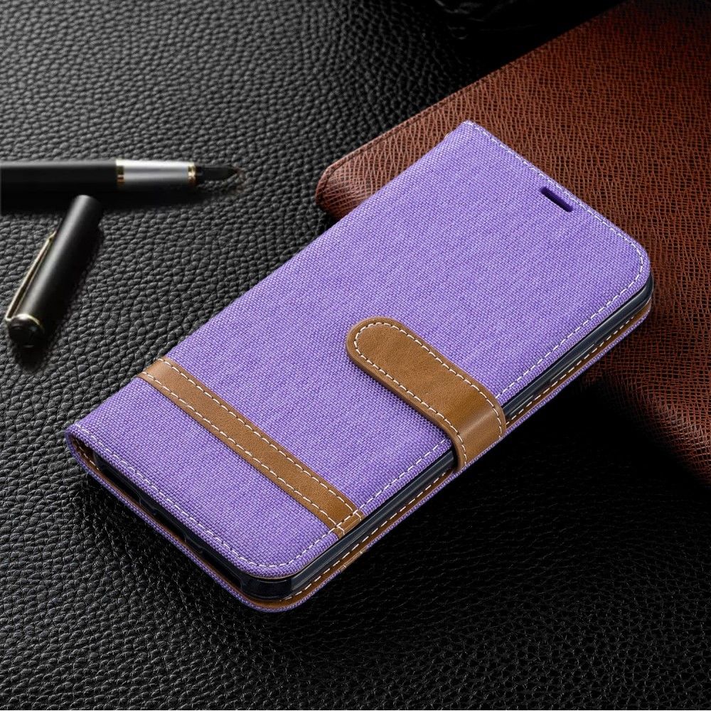 marque generique - Etui en PU tissu jean bicolore violet pour votre Huawei Y6 (2019)/Y6 Pro (2019)/Y6 Prime (2019) - Coque, étui smartphone