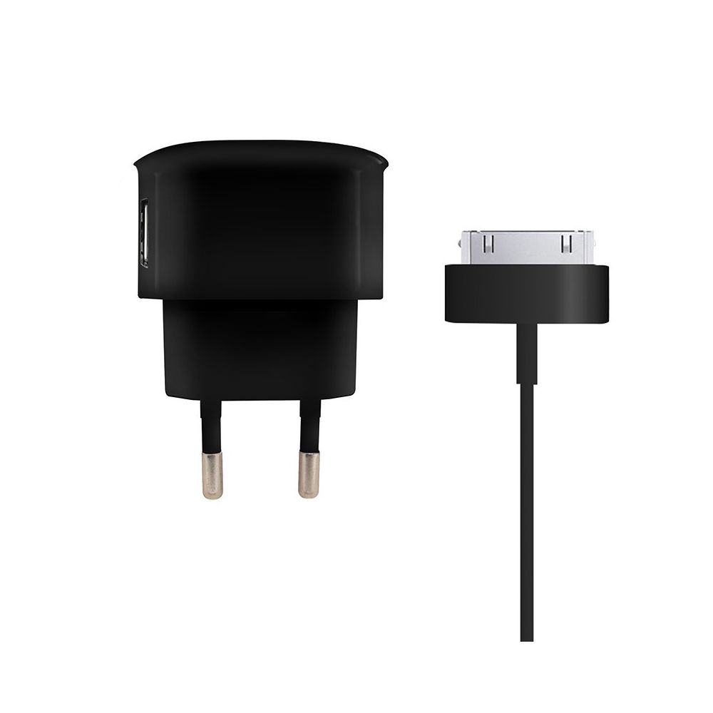 Mooov - Chargeur secteur 1 USB 1 A + câble dock noir 1 m - Chargeur secteur téléphone