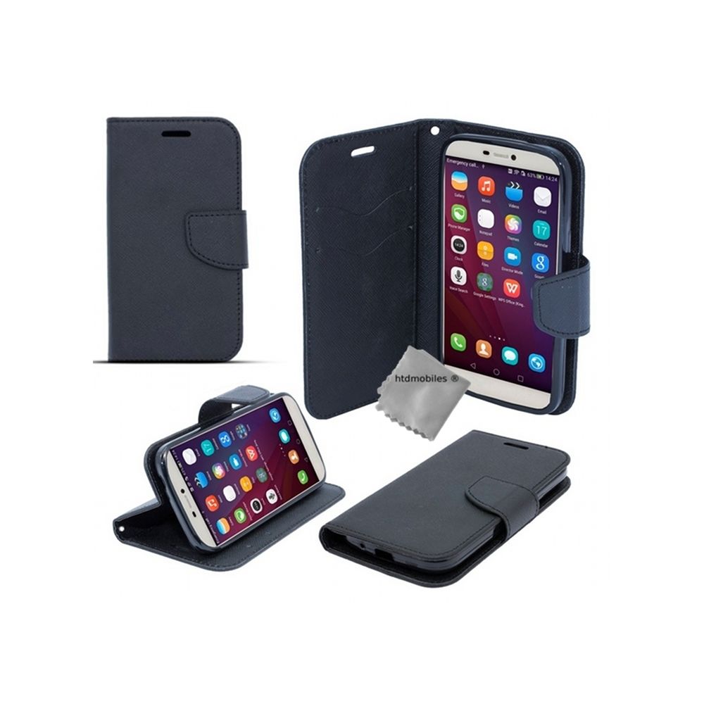 Htdmobiles - Housse etui coque pochette portefeuille pour Alcatel 3 + verre trempe - NOIR / NOIR - Autres accessoires smartphone