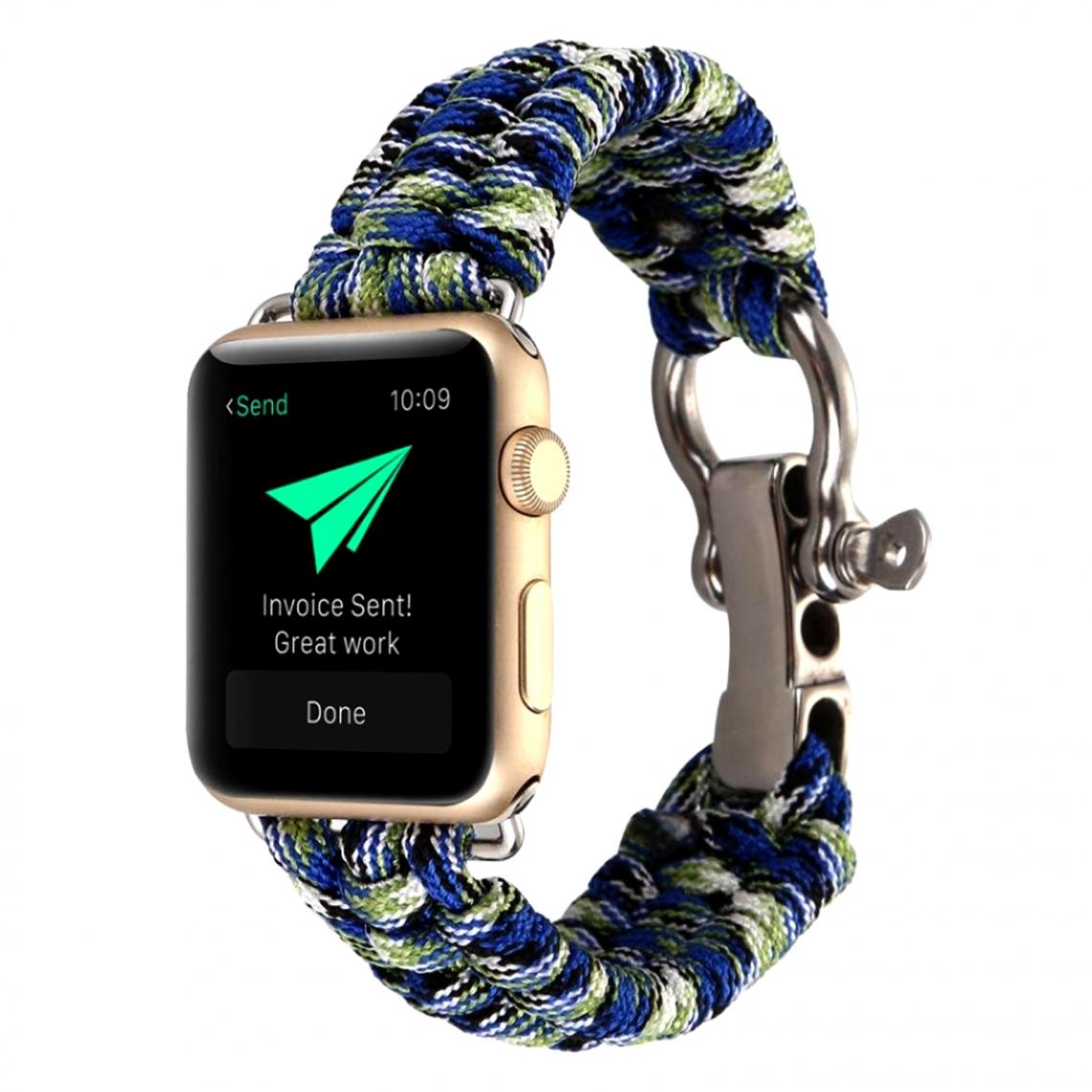 Avizar - Bracelet Apple Watch 38 et 40 mm Cordon tressé en Nylon - Bleu et Vert - Accessoires Apple Watch