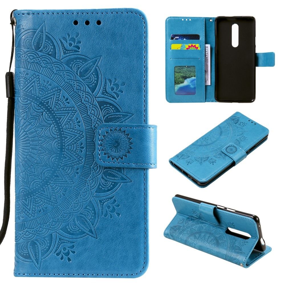 Generic - Etui en PU fleur bleu pour votre OnePlus 8 - Coque, étui smartphone
