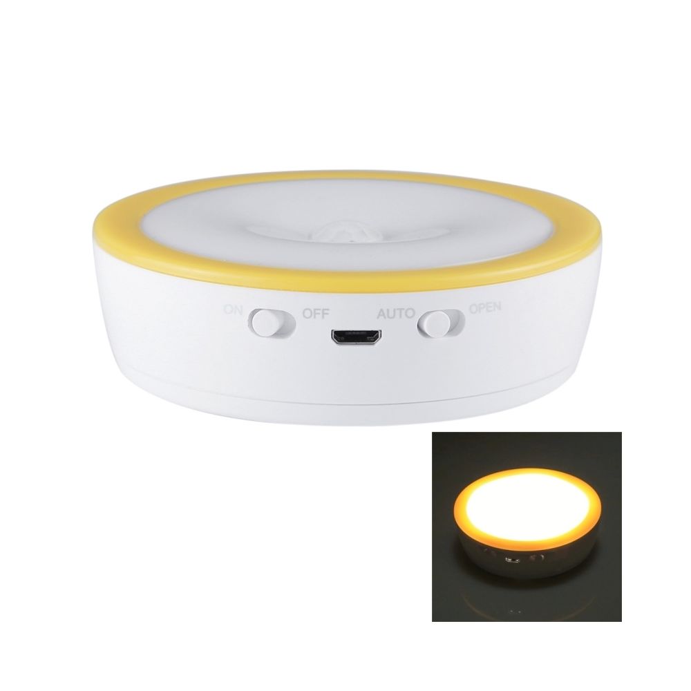 Wewoo - LED détecteur de mouvement jaune 1W 4000K USB charge PIR capteur lumière de nuit lampe de secours Cabinet de lumière, Distance du capteur: environ 3m, DC 4.5V - Lampe connectée
