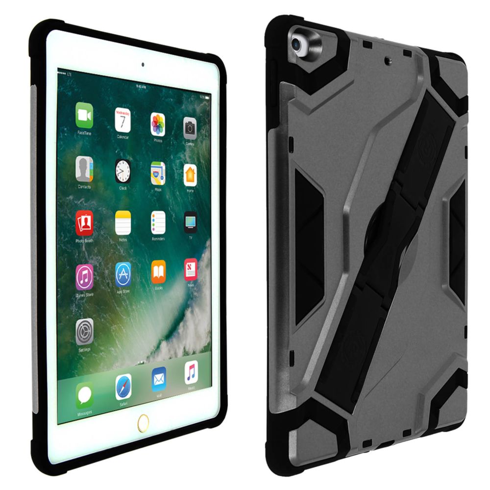 Avizar - Coque iPad 9.7 2017/iPad 5/iPad 2018 Protection Bi-matières Béquille Stand Gris - Coque, étui smartphone