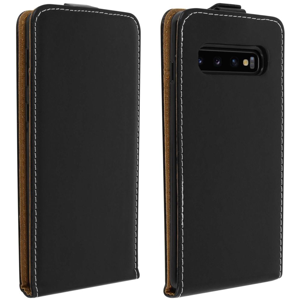 Avizar - Etui Samsung Galaxy S10 Housse Clapet Vertical Porte-carte Coque Silicone - Noir - Coque, étui smartphone