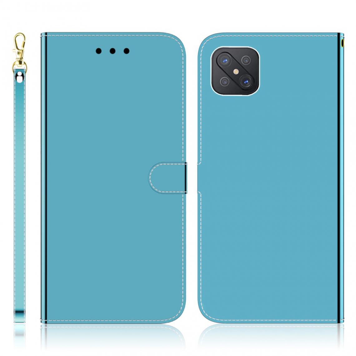 Other - Etui en PU Surface semblable à un miroir avec support bleu pour votre Oppo A92s/Reno4 Z 5G - Coque, étui smartphone