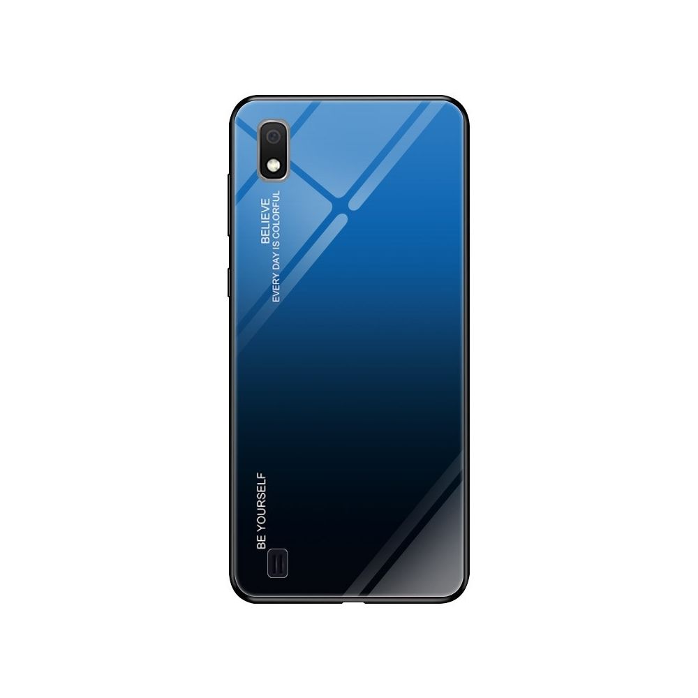 Wewoo - Coque Pour Galaxy A10 Gradient Color Glass Case Blue - Coque, étui smartphone